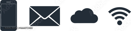 Stay connected with modern phone, email, cloud storage, and wifi icons for seamless digital communication