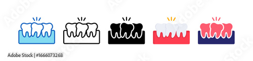 Crowded Teeth Multiple Style Icon Set Collection. 