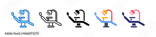 Dentist Chair Multiple Style Icon Set Collection. 