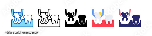 Tooth Extraction Multiple Style Icon Set Collection. 