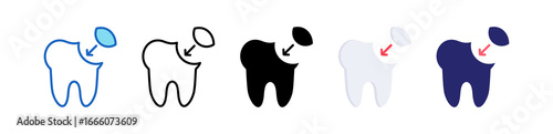 Tooth Bonding Multiple Style Icon Set Collection. 