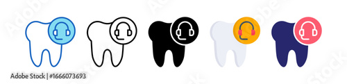 Dental Support Multiple Style Icon Set Collection. 