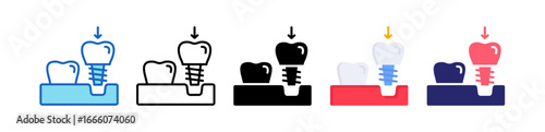 Implant Multiple Style Icon Set Collection. 