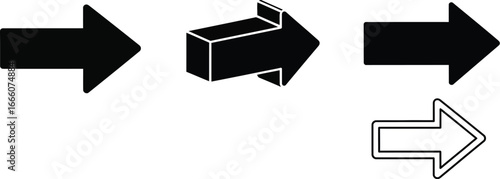 Dynamic arrow icons pointing right for modern design projects, sleek navigation symbols and user interface elements
