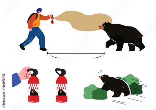 熊撃退スプレーを噴射する男性
