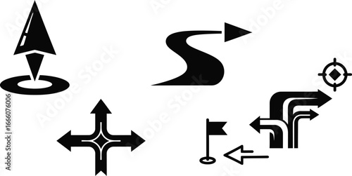 Find your way with navigation icons, perfect for maps, apps, and directions in modern designs