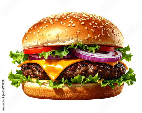 Juicy Burger Clipart With Cheese and Lettuce