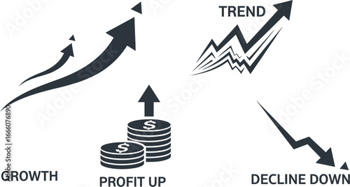 Dynamic financial growth charts, profit increase, and trend analysis for business success