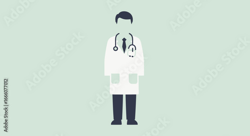 Flat Illustration of a Doctor with Stethoscope and Uniform