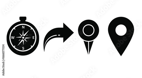 Navigate your journey find your destination with this directional compass and location pin icon set