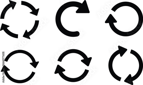 Dynamic circular arrow icons represent refresh, repeat, and rotation for modern digital interfaces