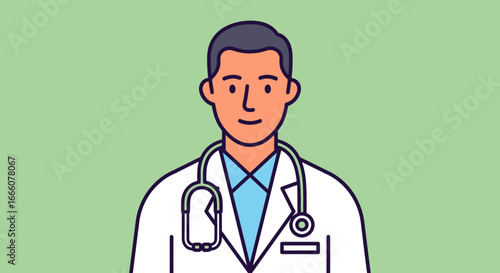 Friendly Cartoon Doctor with Stethoscope and Blue Shirt
