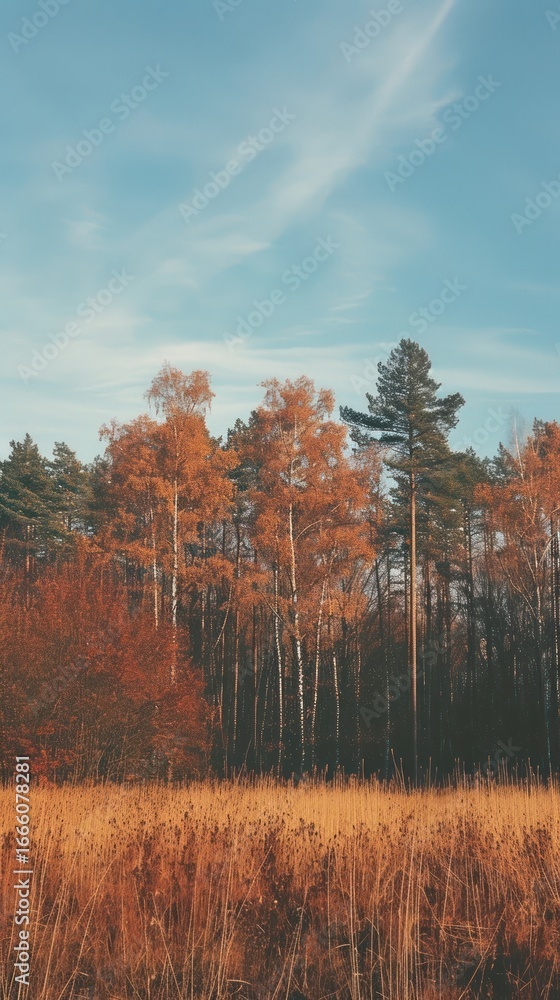 Fototapeta premium Autumn tree land landscape.