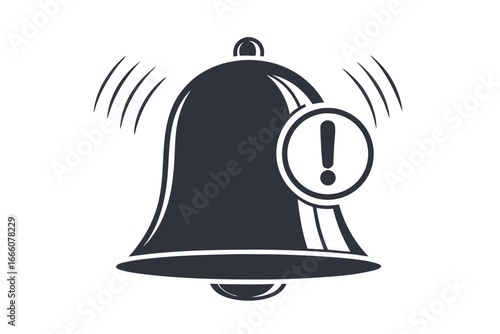 Ringing Notification Bell with Exclamation Mark Icon on a White Background Design