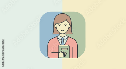 Friendly Female Teacher Holding a Book with a Smile