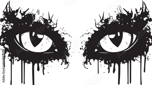 Mysterious Eyes: An evocative digital illustration of intense, captivating eyes in a striking monochrome palette. These eyes, with their enigmatic gaze, tell a story of depth and unspoken secrets.