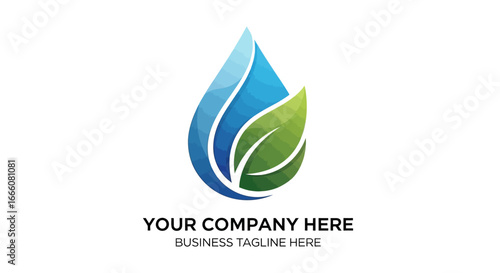 Gradient Water Drop and Leaf Logo Design with Overlapping Elements