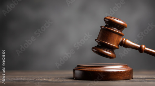 Authoritative gavel in motion symbol for justice, law, and court decision