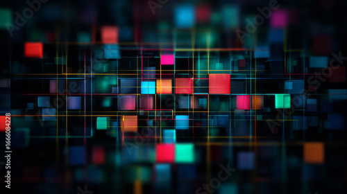 Wallpaper Mural Abstract grid of glowing square digital art with futuristic technology vibe Torontodigital.ca