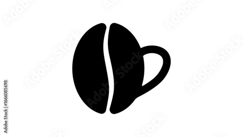 cup of coffee logo, black isolated silhouette