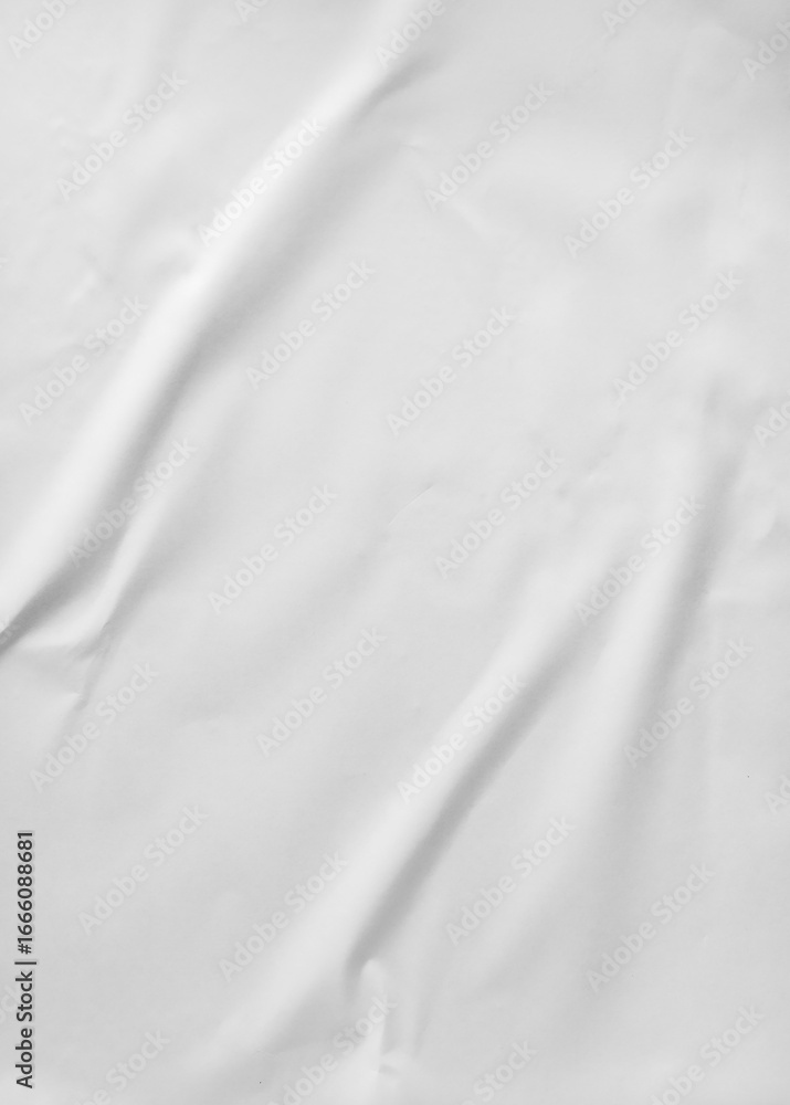 Obraz premium White crumpled, creased, and wet glued paper isolated on a clean background. The textured, soaked surface adds depth and organic character, ideal for modern and artistic design projects.