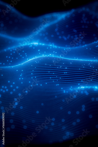 Abstract blue digital waves visualizing streaming data technology