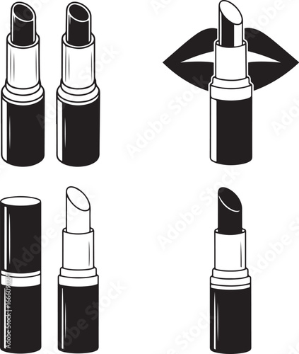 Lipstick silhouette vector art illustration, Shapes Collection Isolated on White Background