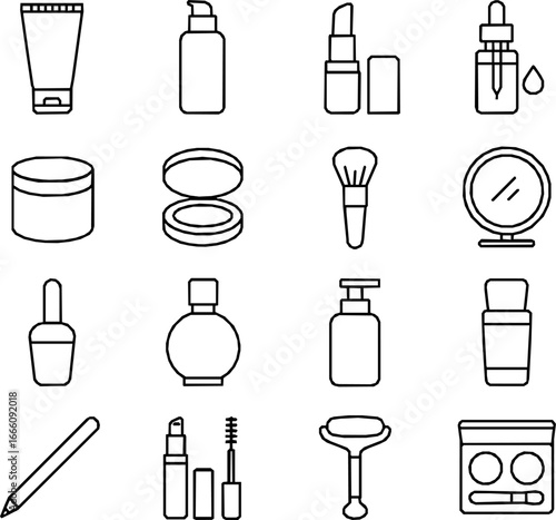 Cosmetic and Beauty Line Icon Set