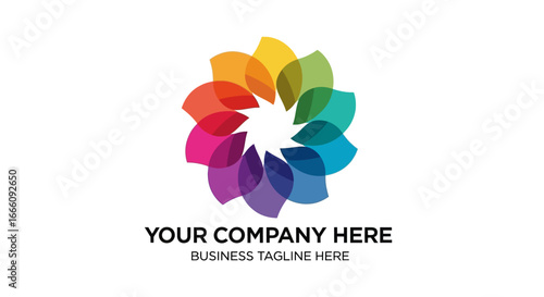 Vibrant Rainbow Petal Flower Logo with Company Text