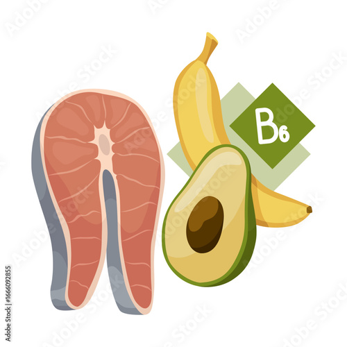 Healthy Food Sources for Vitamin B6: Salmon, Avocado, and Banana