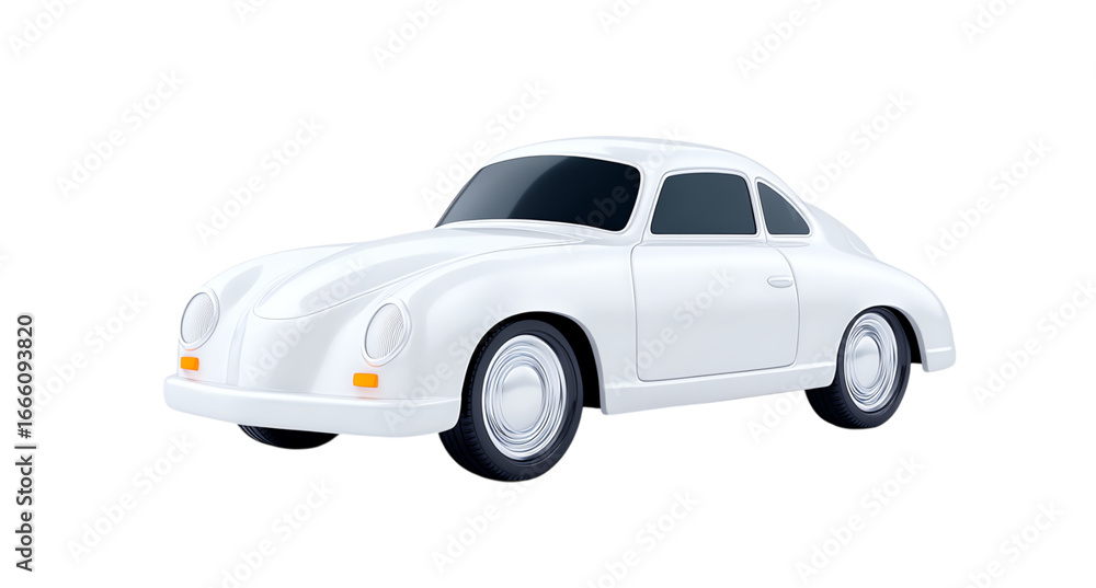 Fototapeta premium Stylish white car illustration with smooth lines and a modern design.