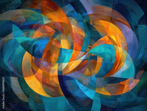 Modern Art Elegance: Swirling Colors and Geometric Patterns Abstract Background