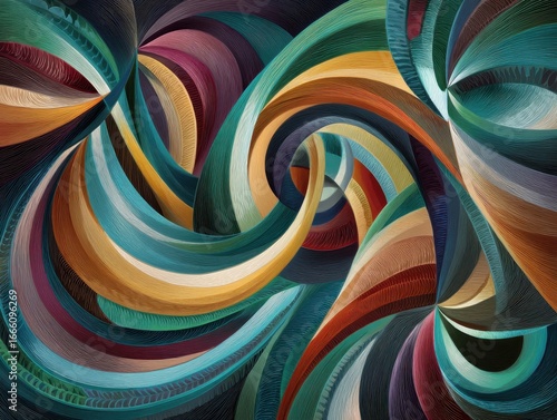 Modern Art Elegance: Swirling Colors and Geometric Patterns Abstract Background
