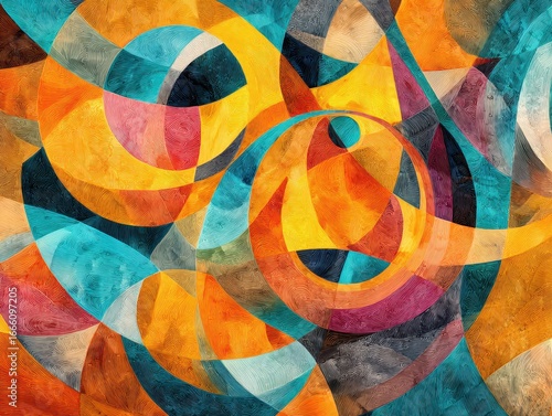 Modern Art Elegance: Swirling Colors and Geometric Patterns Abstract Background
