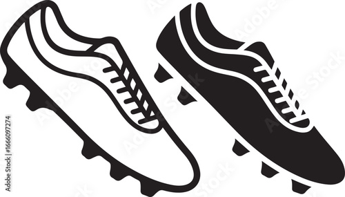 Football boot silhouette vector art illustration, Shapes Collection Isolated on White Background