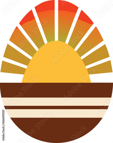 a easter chocolate egg silhouette on retro stripe .eps