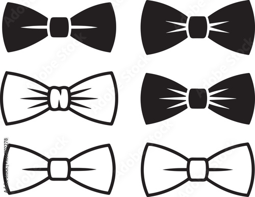 Bow tie silhouette vector art illustration, Shapes Collection Isolated on White Background