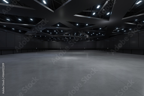 Empty hall exhibition centre.The backdrop for exhibition stands, booth,market,trade show.Conversation for activity,meeting.Arena for entertainment,event,sports.Indoor  for Factory,showroom.3d render.