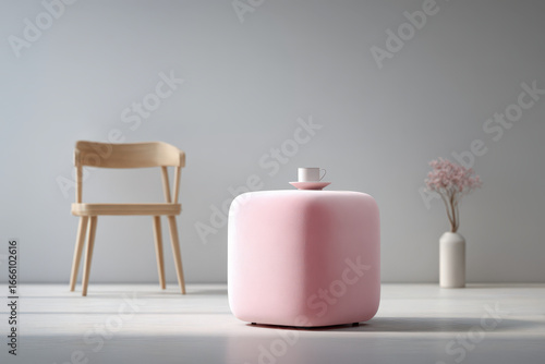 Wallpaper Mural capture essence of modern decor with stylish pastel pouf designed for ultimate comfort Torontodigital.ca