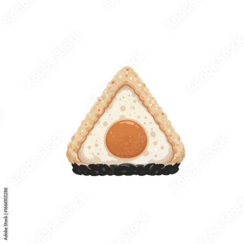 Flat colored onigiri vector illustration on a plain background 