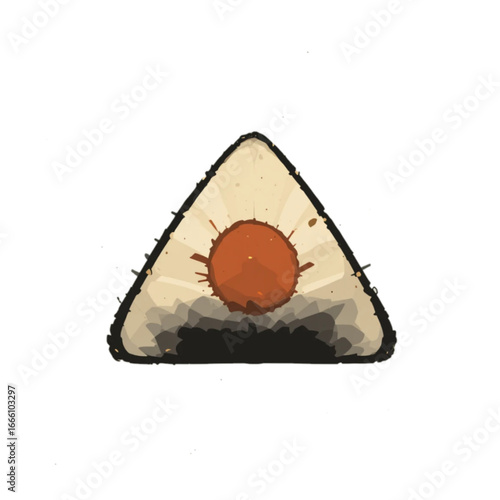 Flat colored onigiri vector illustration on a plain background 