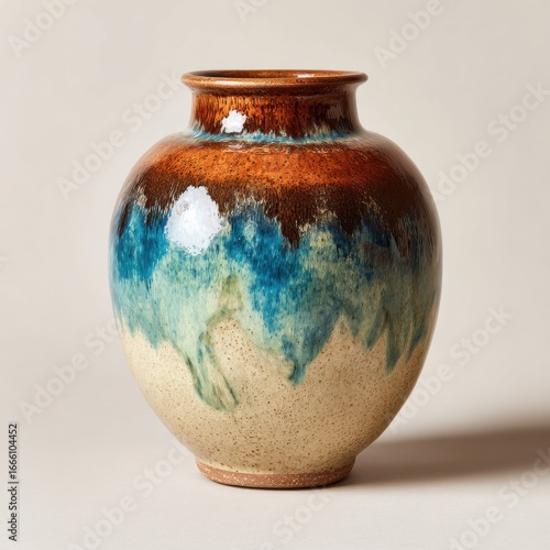A vibrant ceramic vase showcasing retro 70s drip glaze artistry.