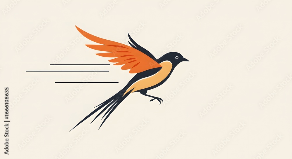 Fototapeta premium Flying Baltimore Oriole