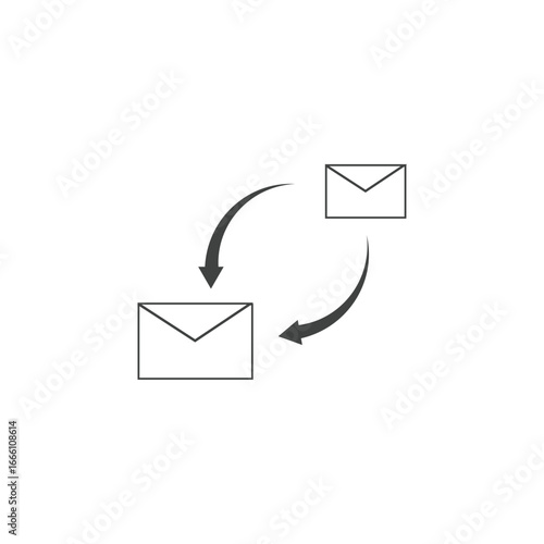 Vector icon of a message with arrows, representing message transfer, forwarding, or communication exchange. Ideal for messaging apps, email platforms, and UI/UX design.