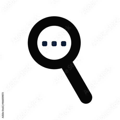 Vector icon combining a magnifying glass with login/logout symbols and three dots, representing user account actions, profile search, and additional options. Ideal for apps, websites, dashboards, and 