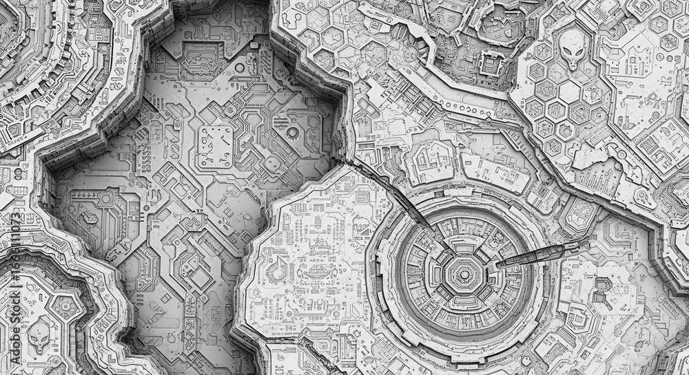 Naklejka premium Complex Mechanized Surface Displaying Intricate Patterns and Textural Details
