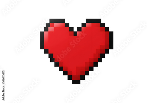 Pixelated Red Heart Floating on Black Background Perfect for Valentine's Day, Love, and Digital Design, a Symbol of Affection