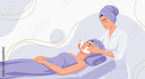 Relaxing facial treatment at a modern spa for radiant skin and wellness promotion, beautiful skincare routine