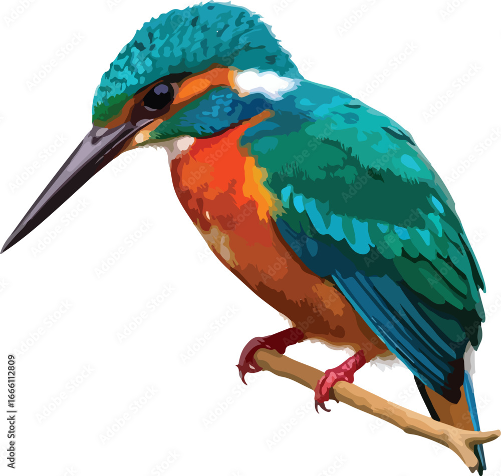 Fototapeta premium Vector color kingfisher logo art