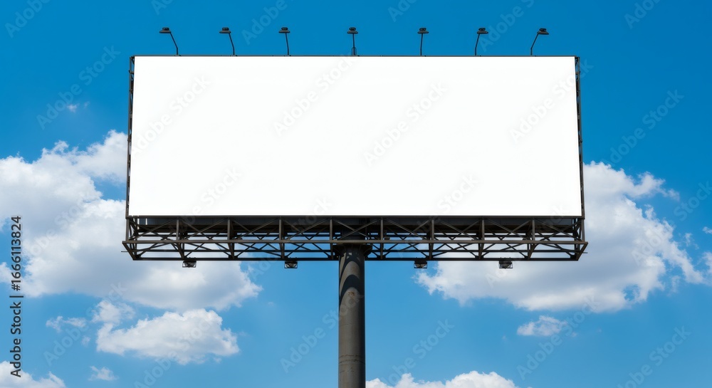 Obraz premium Blank Billboard Under Bright Sky Opportunity Awaits.